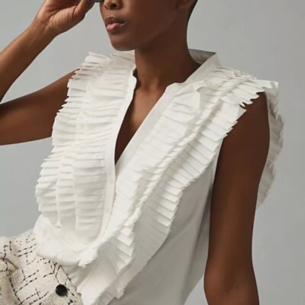 NWT Anthropologie Maeve Sleeveless Ruffle Blouse XS - Picture 3 of 10